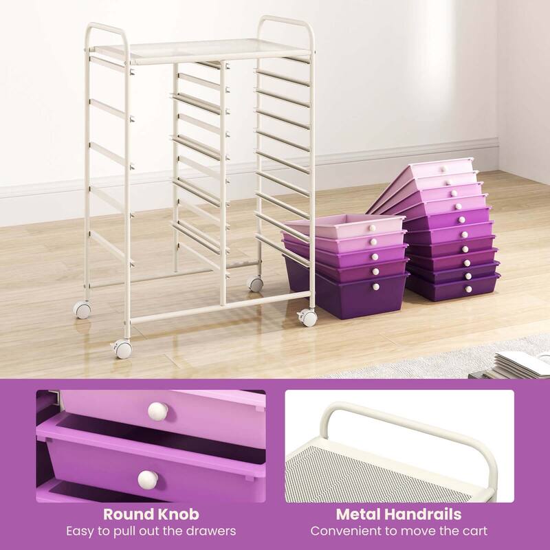 Costway 15 Drawer Rolling Storage Cart Tools Scrapbook Paper Office - See Details
