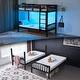 preview thumbnail 1 of 8, Twin Bunk Bed with RGB LED Strip and Charging Station Black - Twin