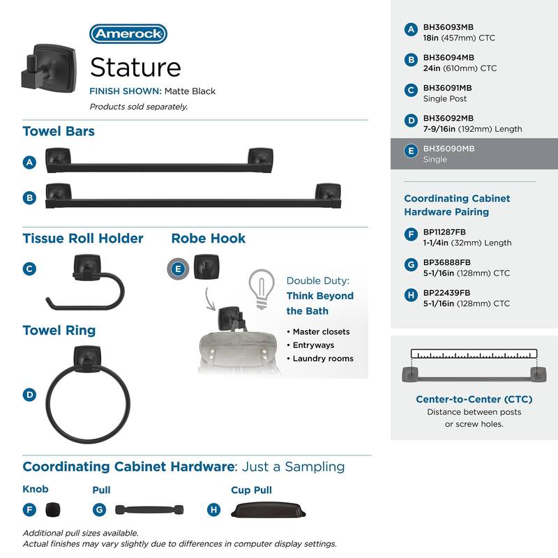 Amerock Stature Single Robe Hook