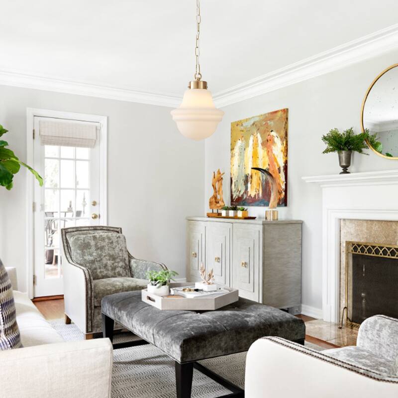 1- Light 8.26'' Wide Dimmable White Milk Glass Pendant