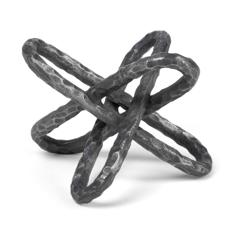 Silver Metal Chain Link Sculpture - 10" W x 10" D x 10" H