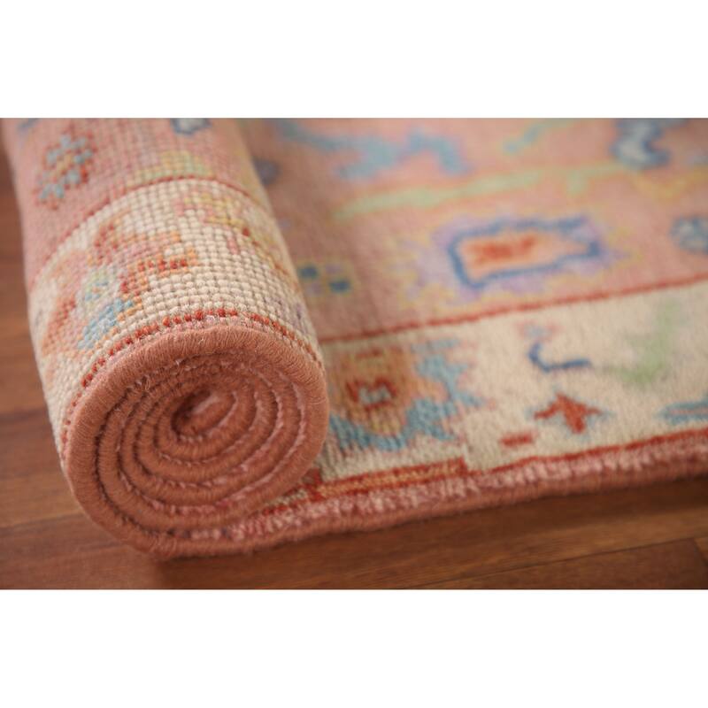 Pink Oushak Accent Rug Hand-Knotted Transitional Wool Carpet - 2'7"x 5'9"
