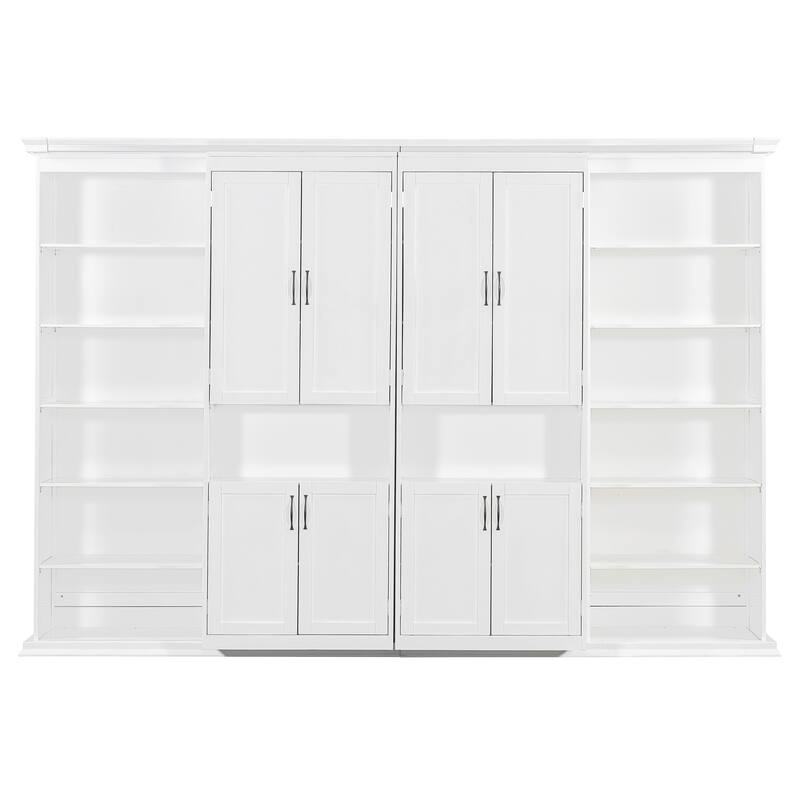 Queen Murphy Bed Wall System with Dual Glide Cabinets & 6-Tier Mega Storage by Harper&Bright Designs