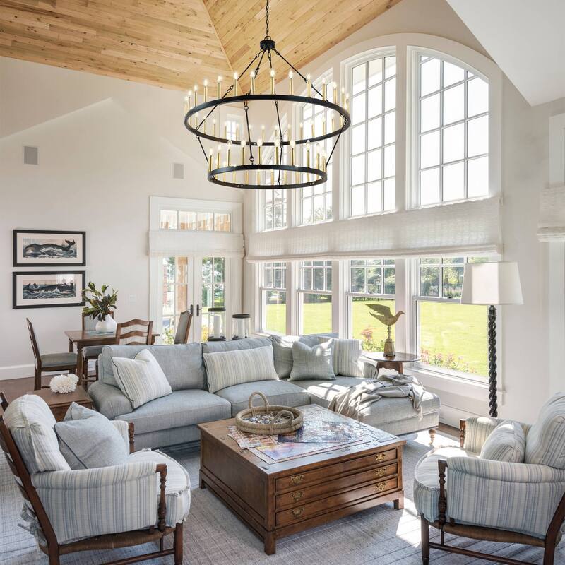 2-Tier Wagon Wheel Chandelier Large Chandeliers For High Ceilings - 56-Light