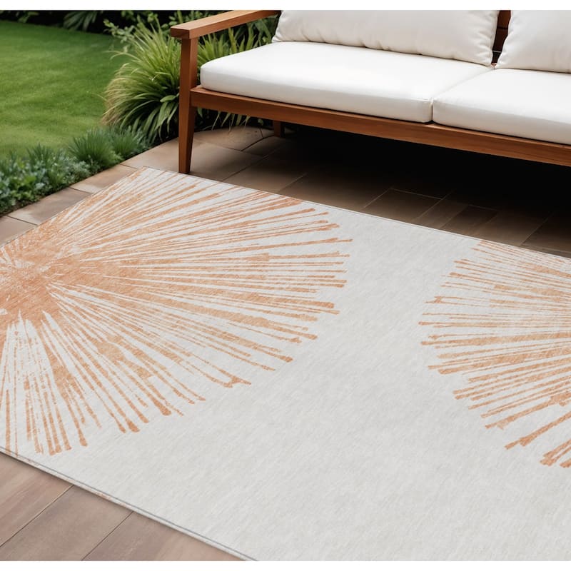 HomeRoots Abstract Transitional Rectangle Outdoor Rug - 10' X 14'