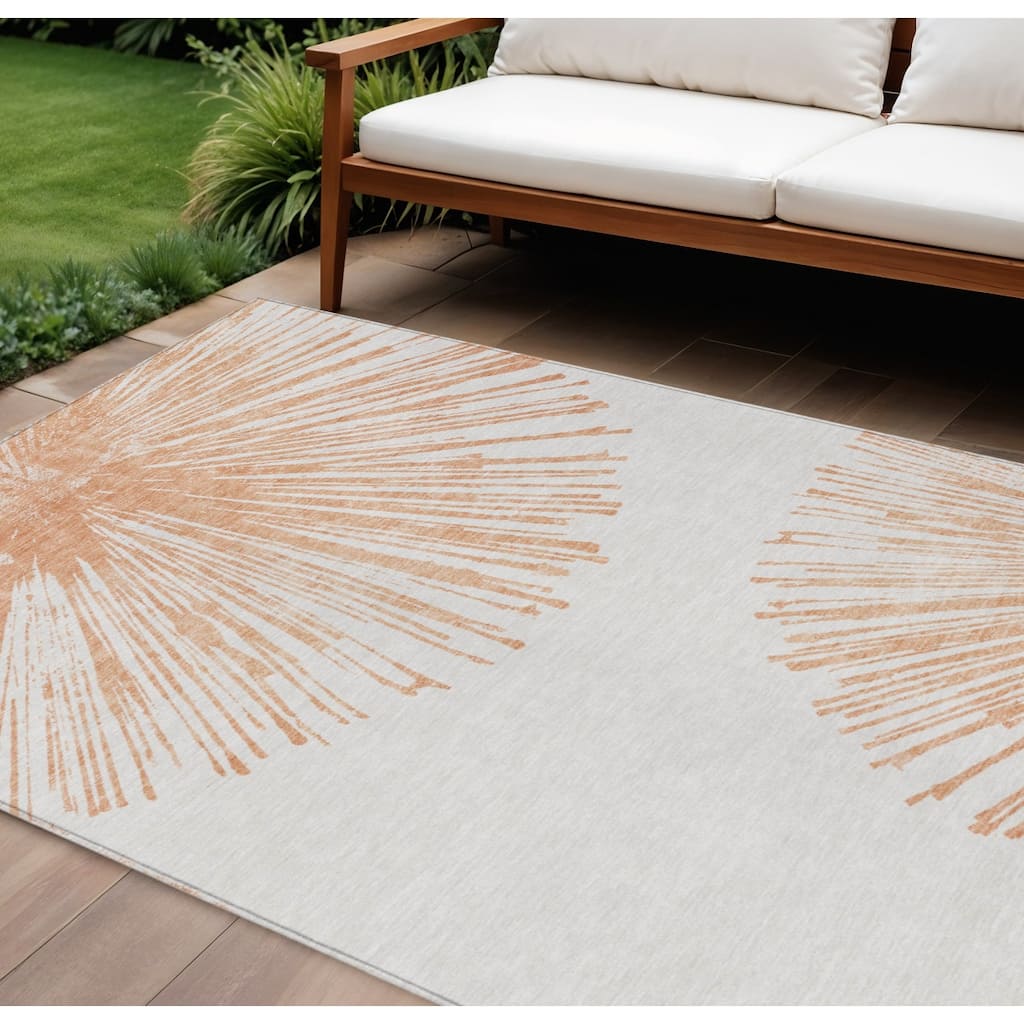 HomeRoots Abstract Transitional Rectangle Outdoor Rug