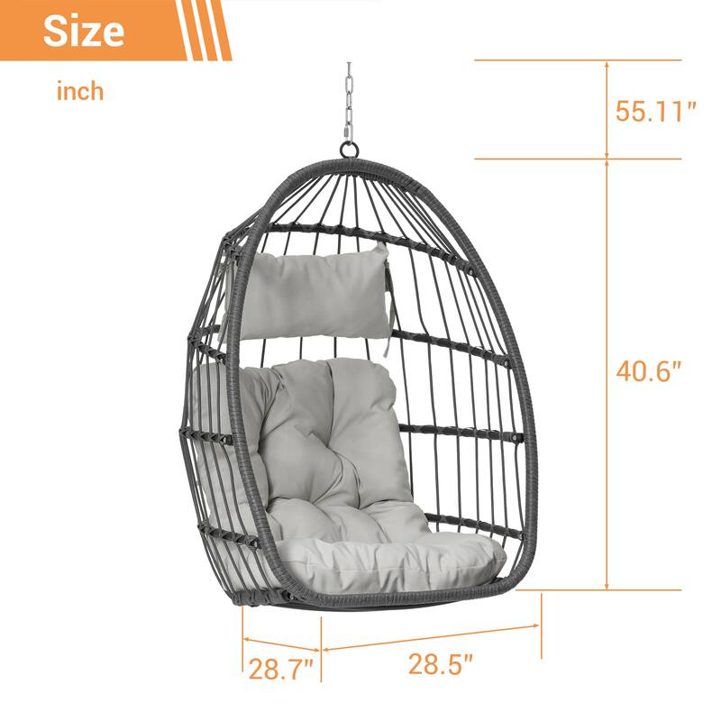 PE Rattan Egg Hanging Chair with Cushion