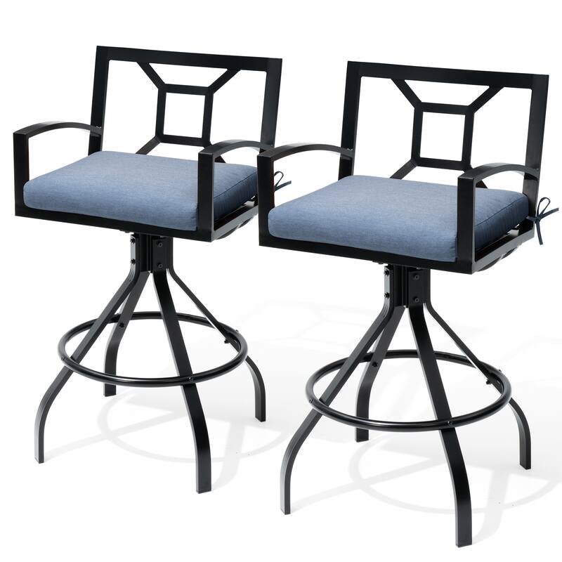 Pellebant Patio Aluminum Swivel Bar Stools with Sunbrella Fabric Cushion