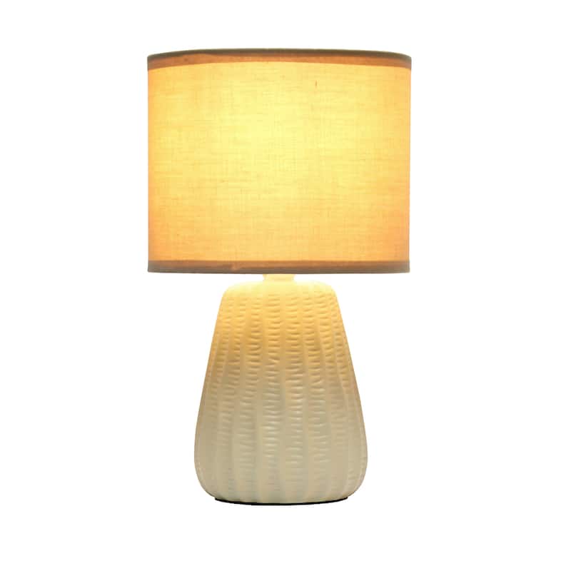 Texture Ceramic Table Desk Lamp with Drum Shade - 11" - Tan