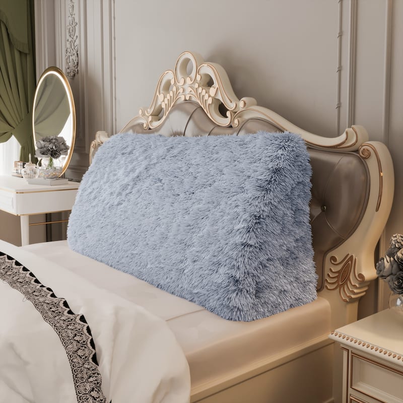 WOWMAX Bed Rest Wedge Bolster Daybed Dorm Bunk Bumper Reading Pillow - Queen - Blue