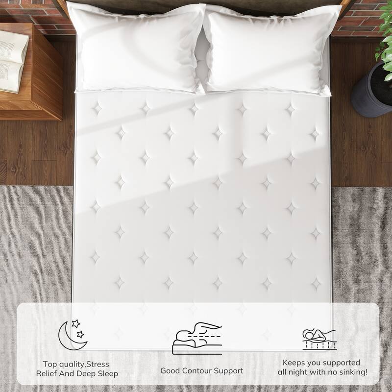 12 inch Foam and Spring Hybrid Mattress, Medium Firm Feel Durable Support Mattress Bed in a Box