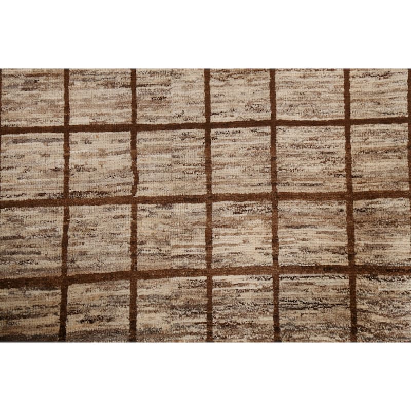 Hand Knotted Oriental 100% Wool Carpet Tribal All-Over Brown Gabbeh Area Rug - 6' 6'' X 5' 0''