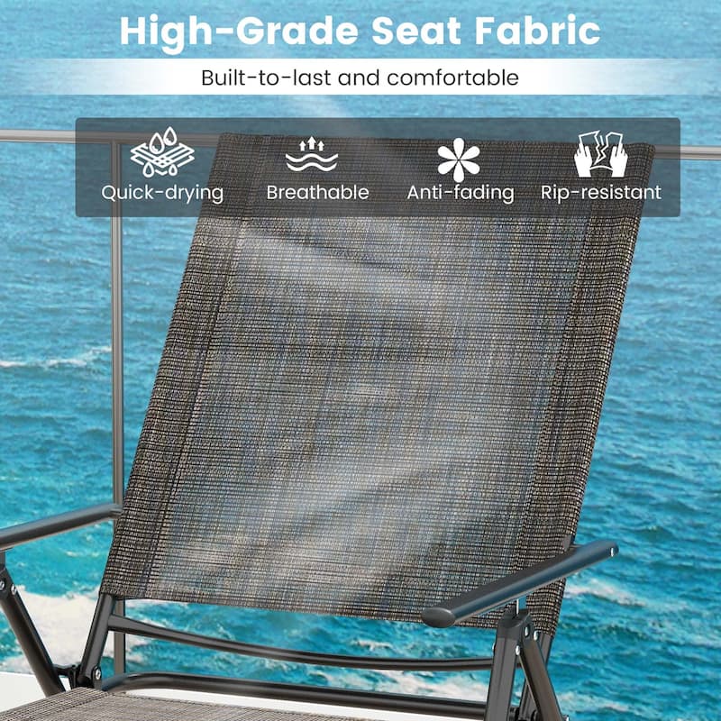 Costway Patio Folding Chaise Lounge Chairs with 6-Level Backrest - 61"-74.5" x 25" x 25.5"-40" (L x W x H)