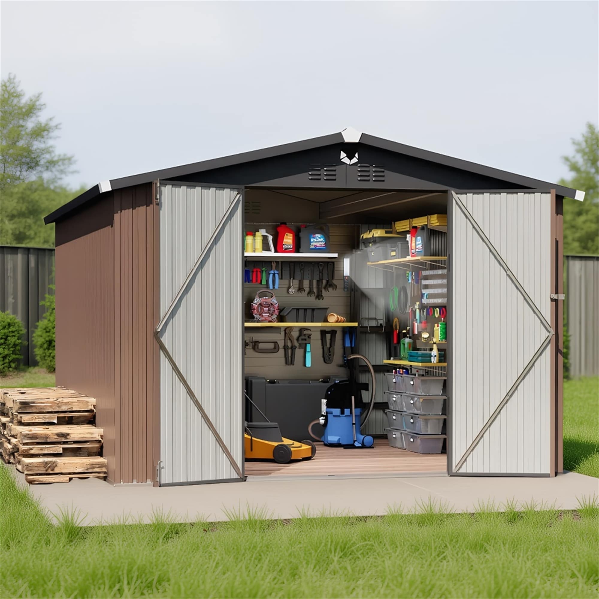 Metal Garden Sheds 10FTx12FT Outdoor Storage Sheds - N/A