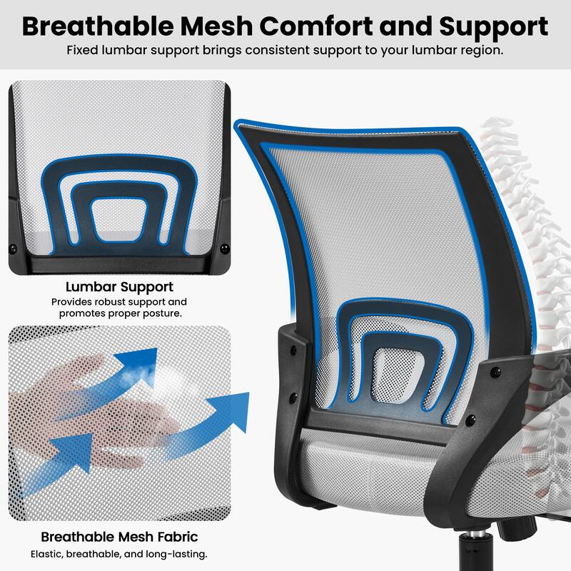 Yaheetech Adjustable Ergonomic Office Chair MidBack Mesh Swivel Chair
