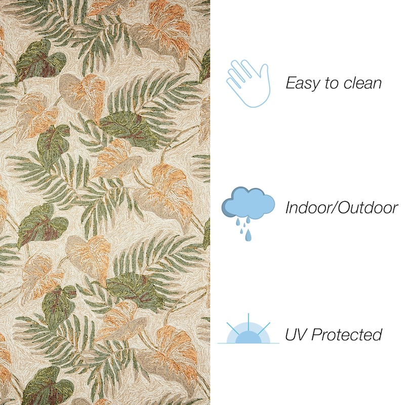 Liora Manne Ravella Tropical Leaf Indoor/Outdoor Rug Neutral