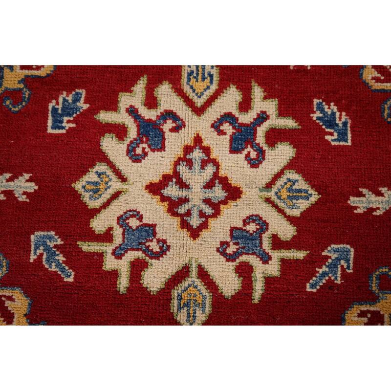 Geometric Kazak Foyer Rug Handmade Oriental Wool Carpet - 3'3" x 5'2"