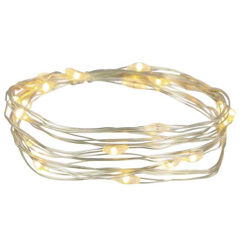 20 B/O Warm White LED Micro Fairy Lights - 6ft, Copper Wire