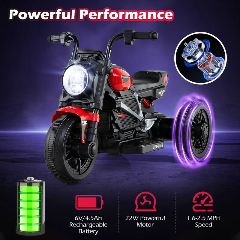 Gymax 6V Kids Motorcycle w/Song Story LED Headlights Accelerator