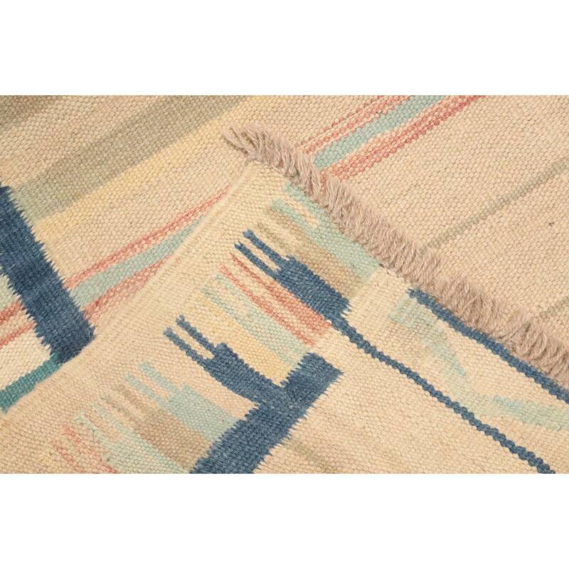 Hand Woven Oriental 100% Wool Carpet Southwestern Tribal Multi-Colored Kilim Runner Rug - 11' 5'' X 2' 5''