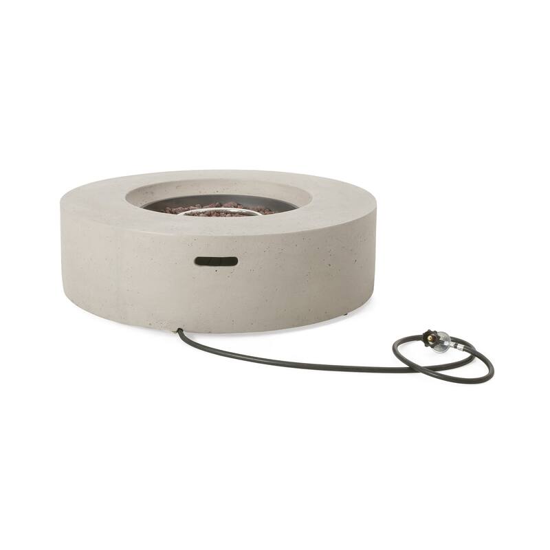 39.2 in. W x 39.2 in. D x 11.5 in. H Round Propane Burning Outdoor Fire Pit in Light Grey