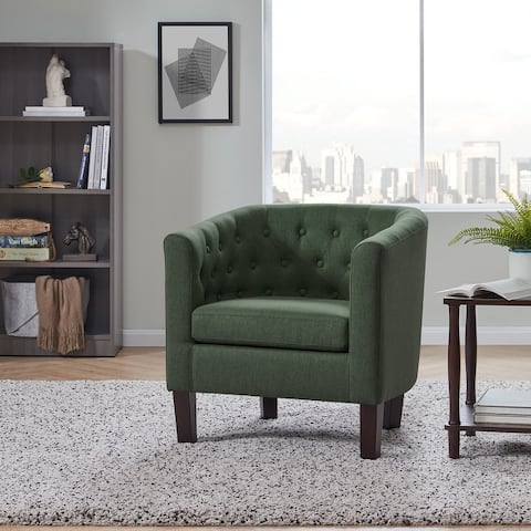 BELLEZE Upholstered Tufted Linen Club Chair Arm Chair, 11 Colors