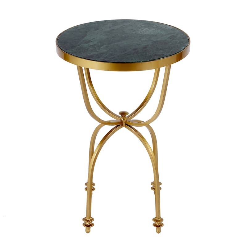 Hager 16 in. W Round Marble & Metal Side Table