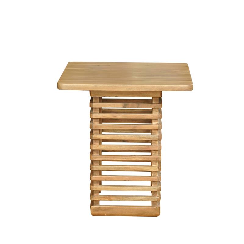 Wilton Handmade Lattice Base Wood Side Table, 22"W x 22"D x 24"H, Light Brown Finish by Sevita - 22"W x 22"D x 24"H