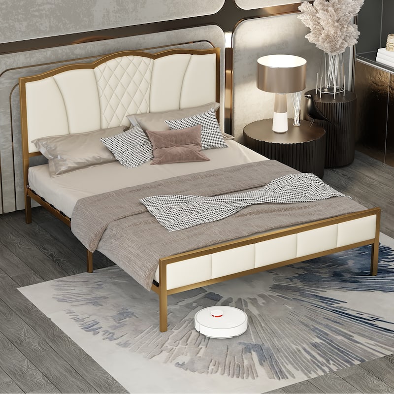 Tufted Upholstered and Metal Accented Platform Bed