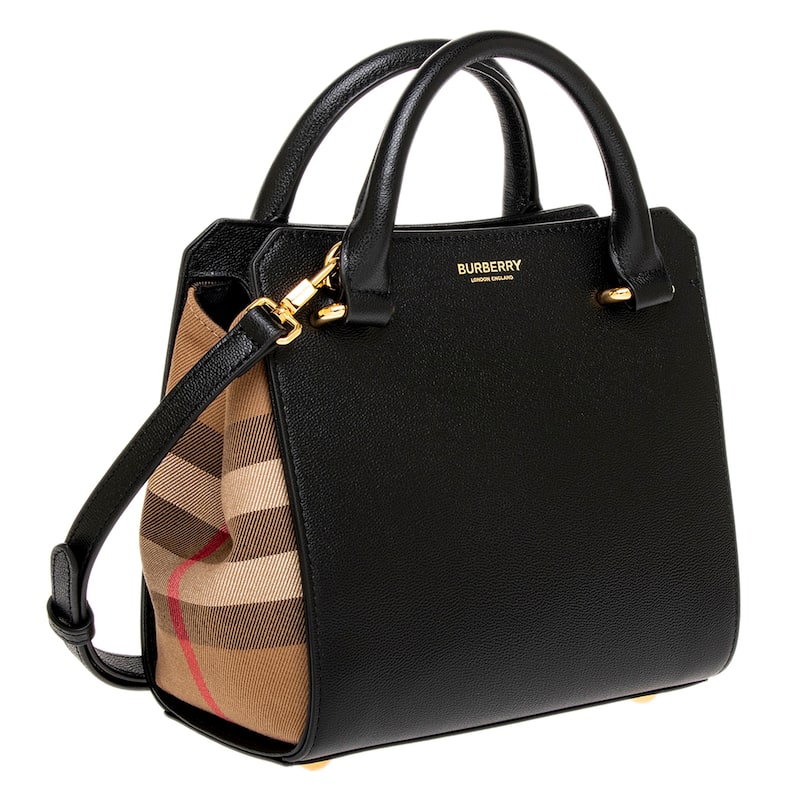 Burberry Mini Banwell House Check and Leather Tote Bag