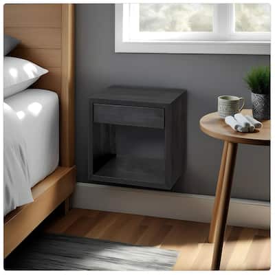 Scandinavian Solid Wood Floating Nightstand with a Drawer, Bedside Table