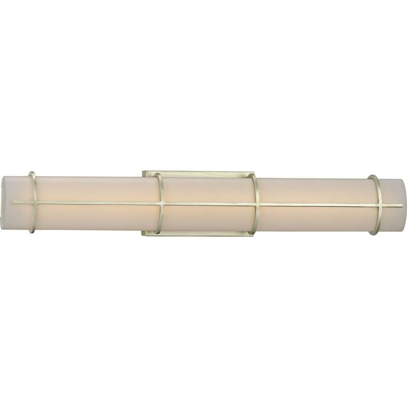 Grid LED Collection 1-Light Silver Ridge White Linen Glass LED Modern Wall Light
