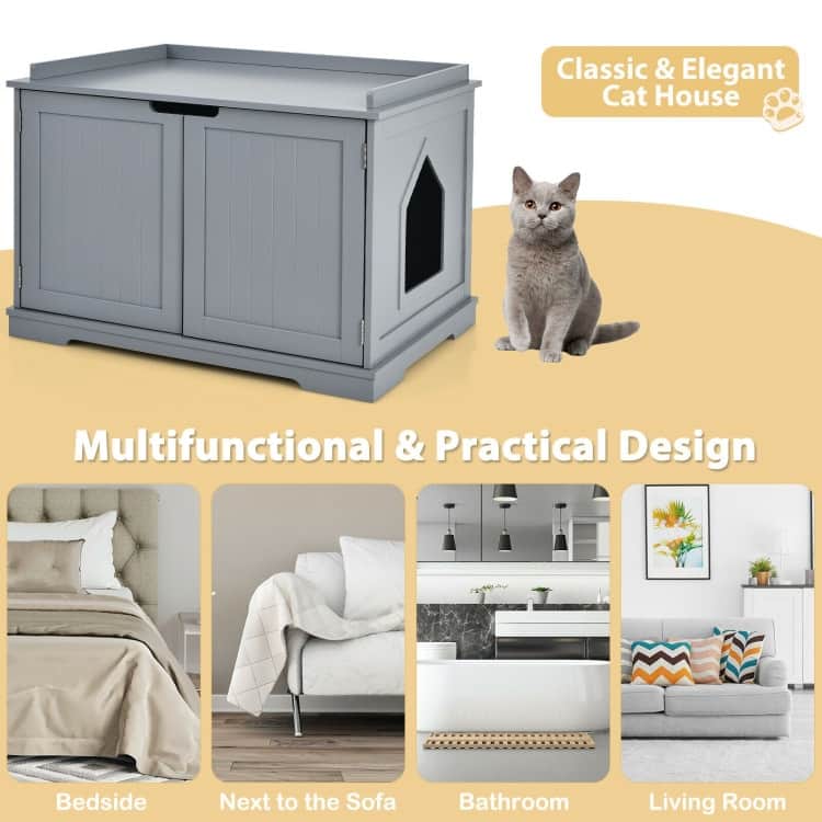 Multifunctional Cat House with Double Doors and Extra Countertop Space