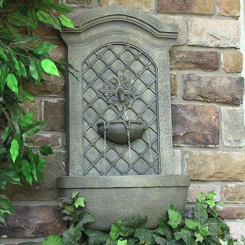 Rosette Leaf Electric Outdoor Wall Water Fountain 31" French Limestone