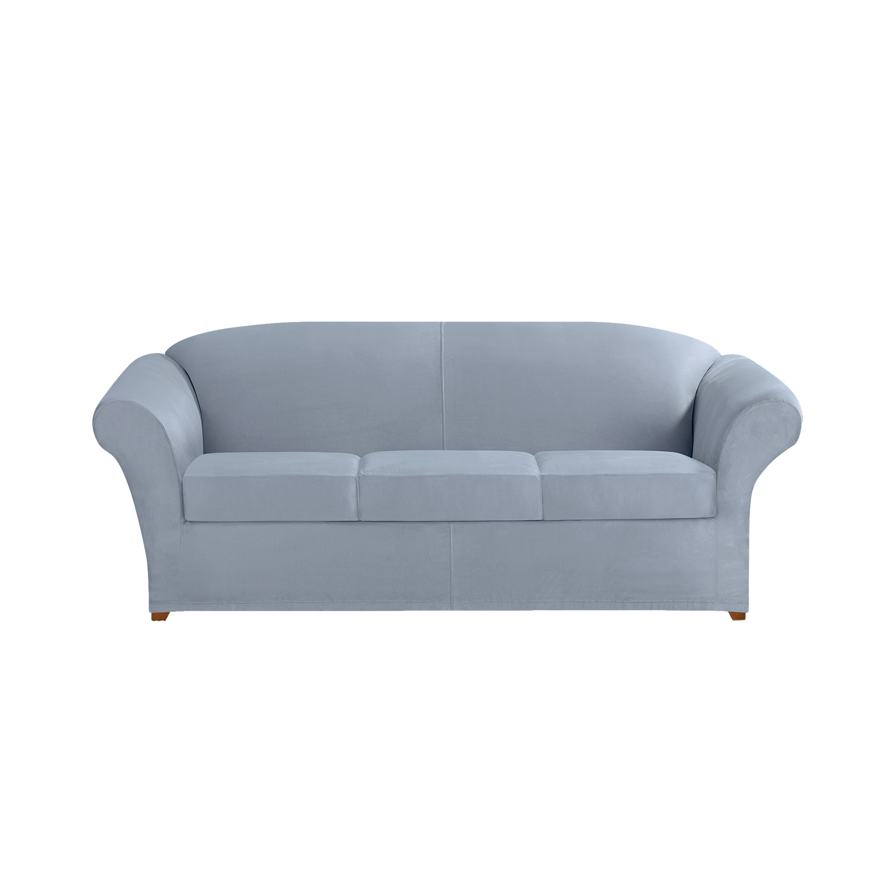 Stretch pique four piece top 3 seat sleeper sofa slipcover