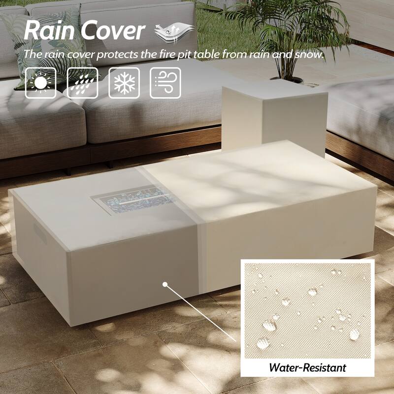 UPHA 56 Inch Outdoor 50,000 BTU Iron Propane Fire Pit Table with Tank Cover and Lid - 56.1