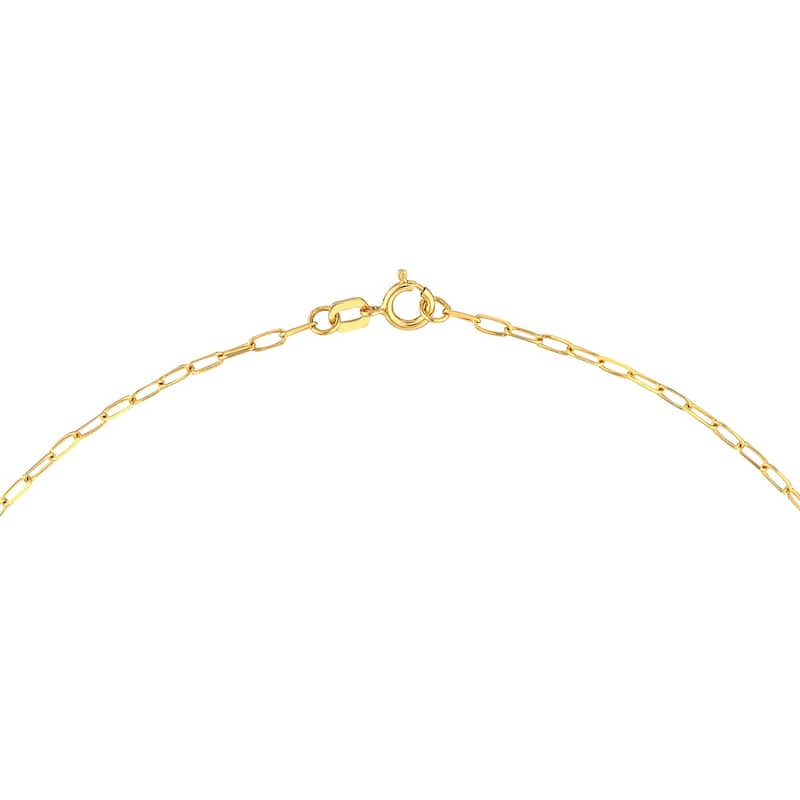 Curata 14k Yellow Gold 18" 7.9mm Dangle Disc on 1.7mm Paperclip Chain Necklace
