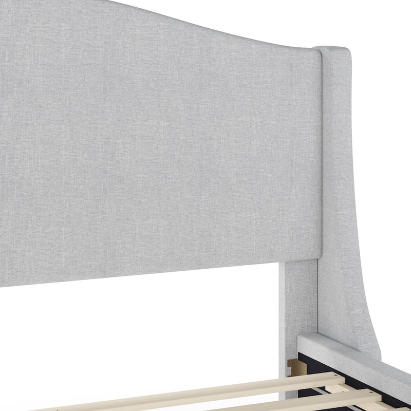 Martha Stewart Upholstered Platform Bed with Curved Headboard