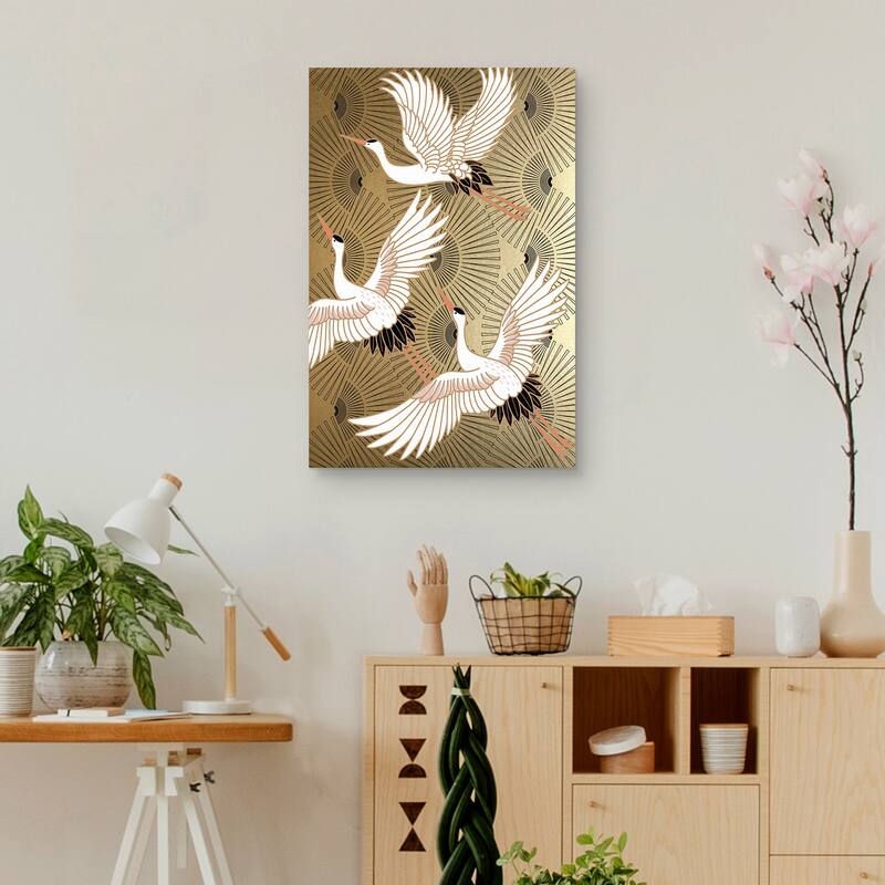 Crane Japanese Jewel by Nikki Chu Canvas Art Print