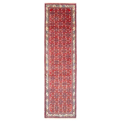 ECARPETGALLERY Hand-knotted Andelz Red Wool Rug - 2' 10" x 9' 9"