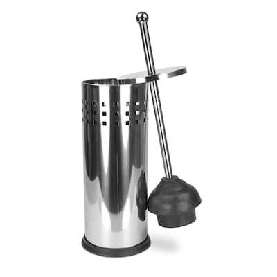 Home Basics Stainless Steel Toilet Plunger and Holder