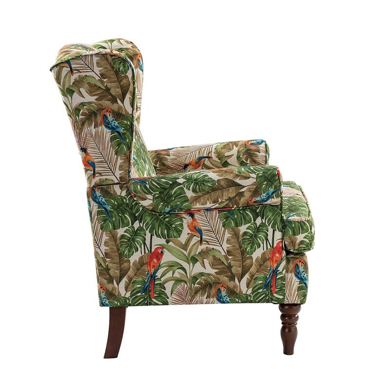 Epimethis Traditional Wingback Armchair with Foam-filled Seat and Turned Legs Set of 2 by HULALA HOME