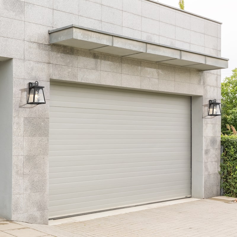 Modern Farmhouse 1-Light Black Outdoor Wall Sconce Water Ripple Glass Patio Lights - W 6.7" x H 11" x D 7.1"