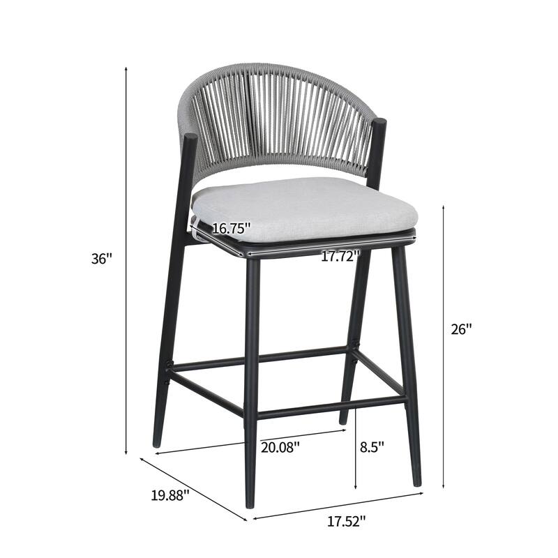 Christopher Knight Home - Beverly Durable Outdoor Counter Stools with Scallop Backrest, Set of 2