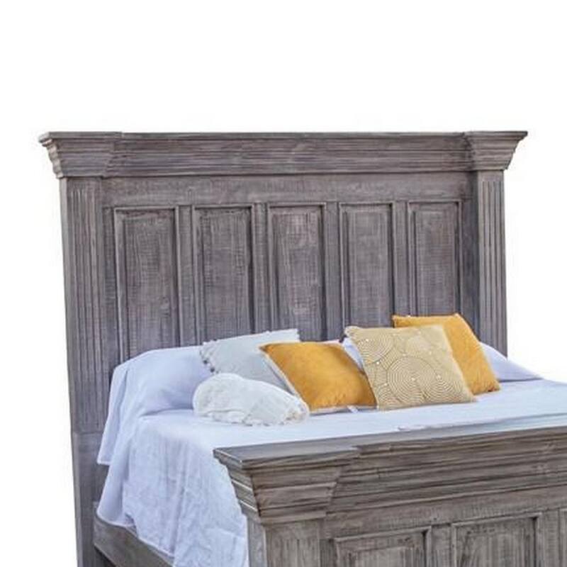 Siya Queen Size Bed, Clean Rustic Headboard and Footboard, Gray Finish