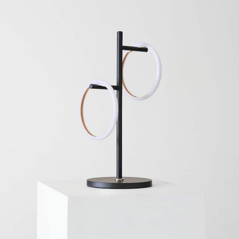 Brightech Saturn 21 in. Classic Black Industrial Integrated LED Desk Table Lamp with Built-In Color Changing Function