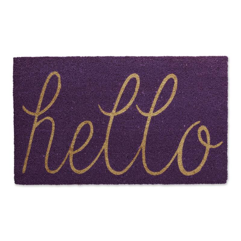 DII Yellow Hello Doormat - 18x30 - Purple
