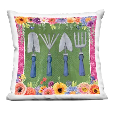 Stupell Gardening Tools & Floral Border Decorative Printed Throw Pillow Design by Nicole DeCamp