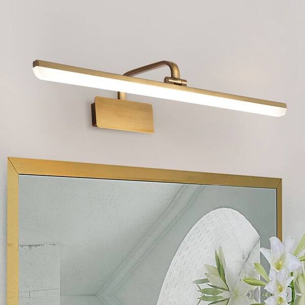 Minimalist Linear LED Vanity Wall Light - Brushed Brass Bathroom - Bed ...