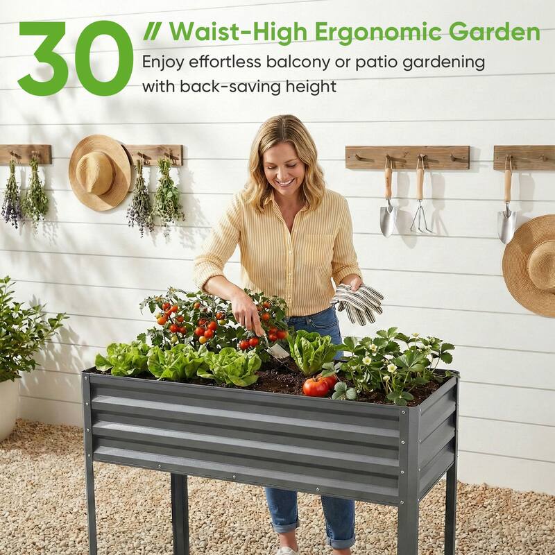 Pocassy Outdoor Metal Raised Garden Bed Planter Box for Vegetables.